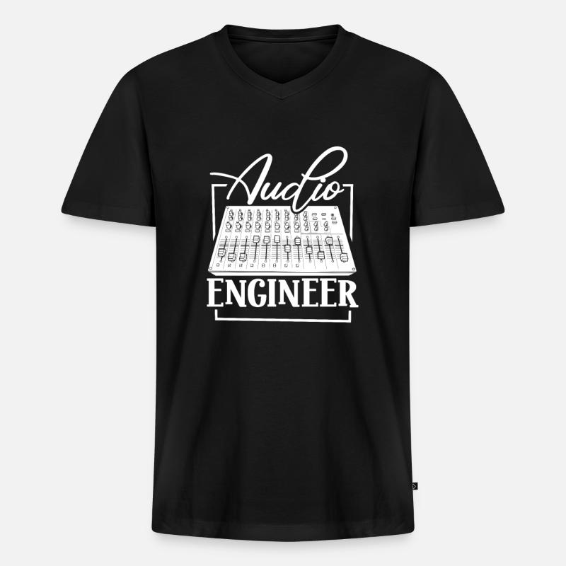 Tontechniker - Audio Engineer - Männer Premium Bio T-Shirt mit V-Ausschnitt - Schwarz