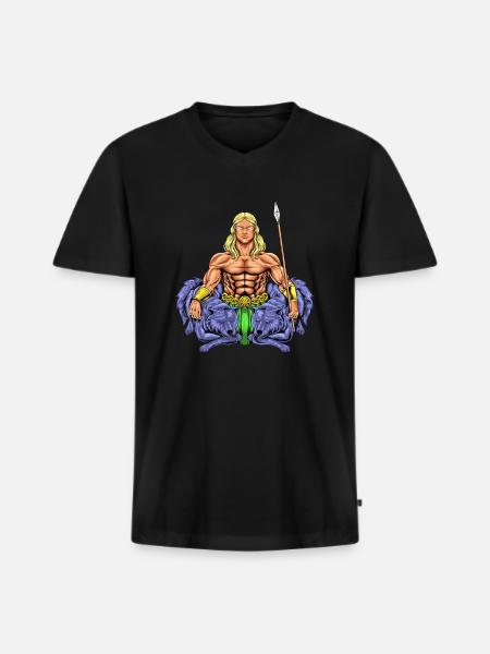 God of Celtic Mythology - Nodens - Men's Premium Organic T-shirt with V-neck - black