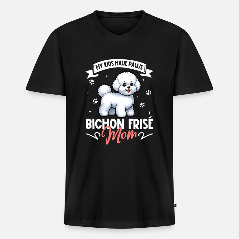 Bichon Frisé Mama - Männer Premium Bio T-Shirt mit V-Ausschnitt - Schwarz
