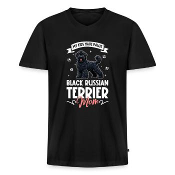 Black Russian Terrier Mama - Männer Premium Bio T-Shirt mit V-Ausschnitt - Schwarz - Vorne - Nico (187cm)