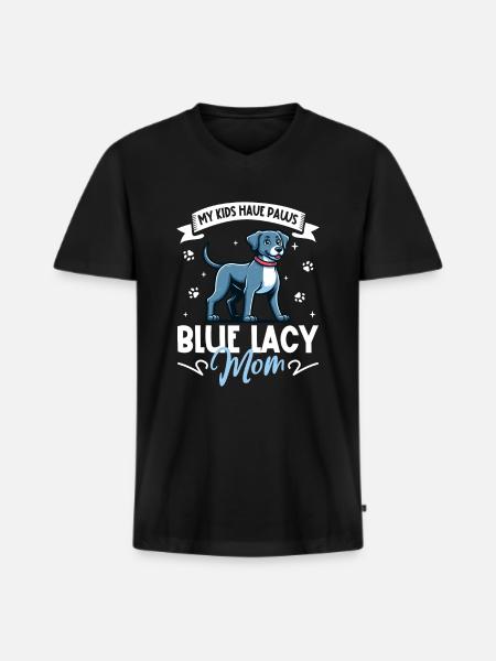 Blue Lacy Mama - Männer Premium Bio T-Shirt mit V-Ausschnitt - Schwarz