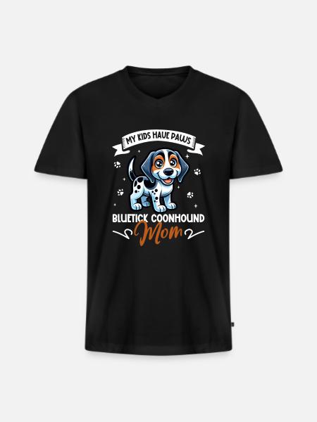 Bluetick Coonhound Maman - T-shirt encolure en V Premium bio Homme - noir