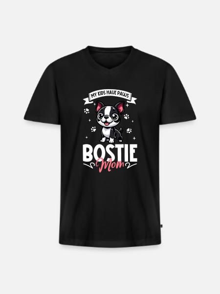Boston Terrier Mom - Men's Premium Organic T-shirt with V-neck - black