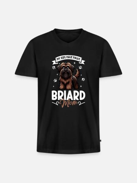 Briard Mama - Männer Premium Bio T-Shirt mit V-Ausschnitt - Schwarz
