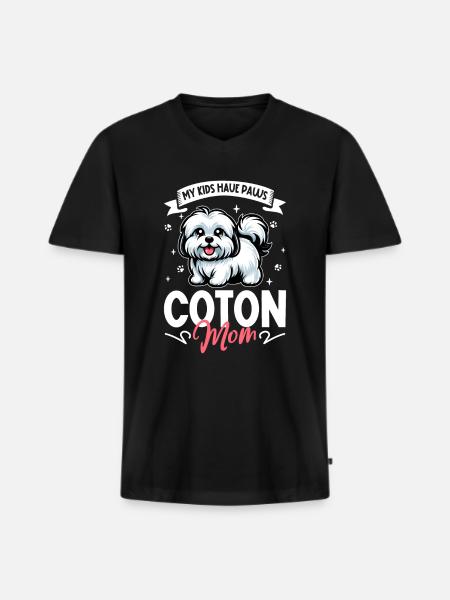 Coton de Tulear Mama - Men's Premium Organic T-shirt with V-neck - black