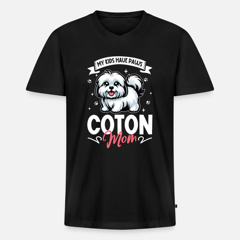 Coton de Tulear Mama - Männer Premium Bio T-Shirt mit V-Ausschnitt - Schwarz