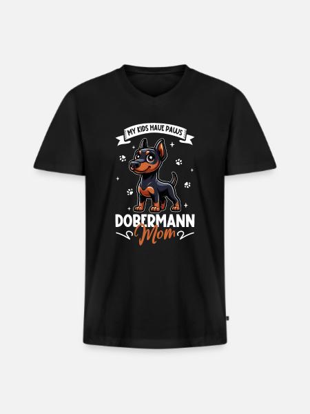 Maman Doberman - T-shirt encolure en V Premium bio Homme - noir