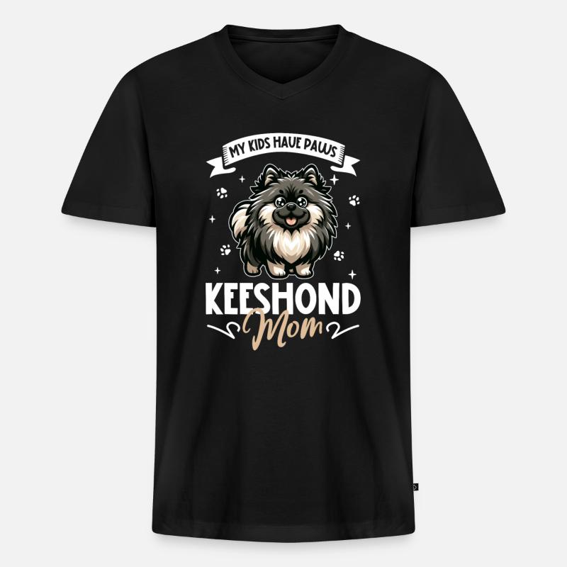 Wolfsspitz Mama - Männer Premium Bio T-Shirt mit V-Ausschnitt - Schwarz