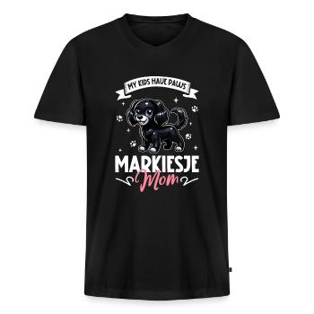 Markiesje Mama - Männer Premium Bio T-Shirt mit V-Ausschnitt - Schwarz - Vorne - Nico (187cm)