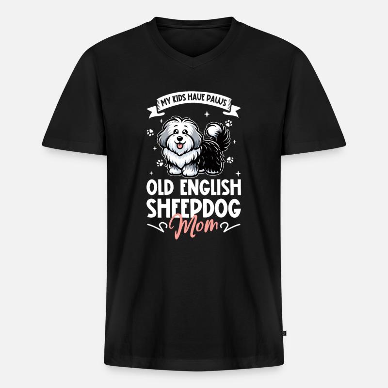 Bobtail Mama - Männer Premium Bio T-Shirt mit V-Ausschnitt - Schwarz