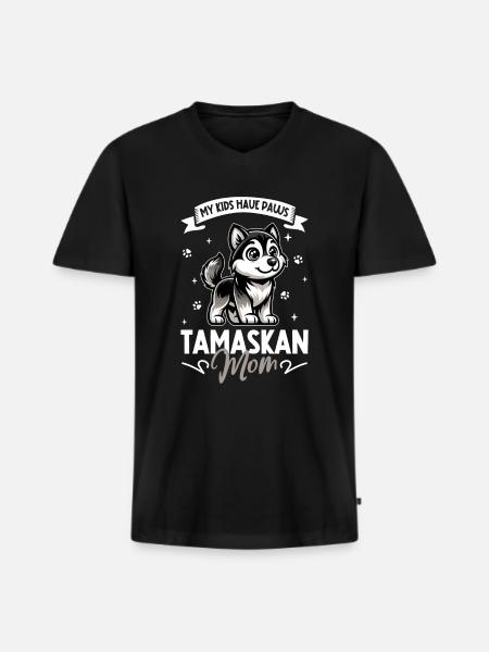 Tamaskan Mom - Men's Premium Organic T-shirt with V-neck - black