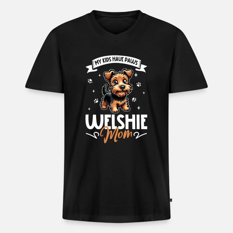 Welsh Terrier Mama - Männer Premium Bio T-Shirt mit V-Ausschnitt - Schwarz