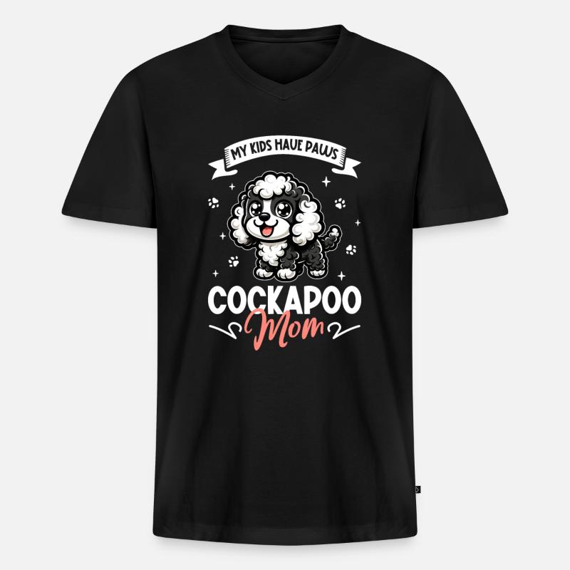 Cockapoo Mama - Männer Premium Bio T-Shirt mit V-Ausschnitt - Schwarz