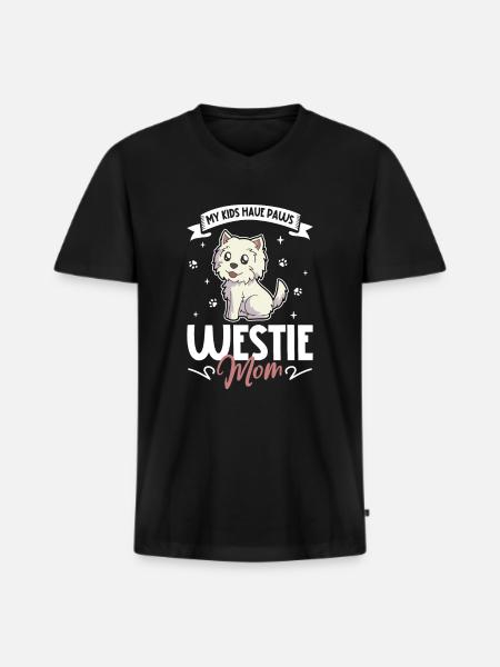 Maman West Highland Terrier - T-shirt encolure en V Premium bio Homme - noir
