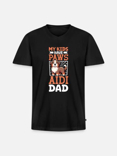 Aidi Papa - Men's Premium Organic T-shirt with V-neck - black
