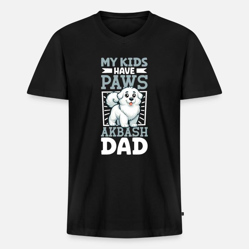 Akbas Papa - Männer Premium Bio T-Shirt mit V-Ausschnitt - Schwarz