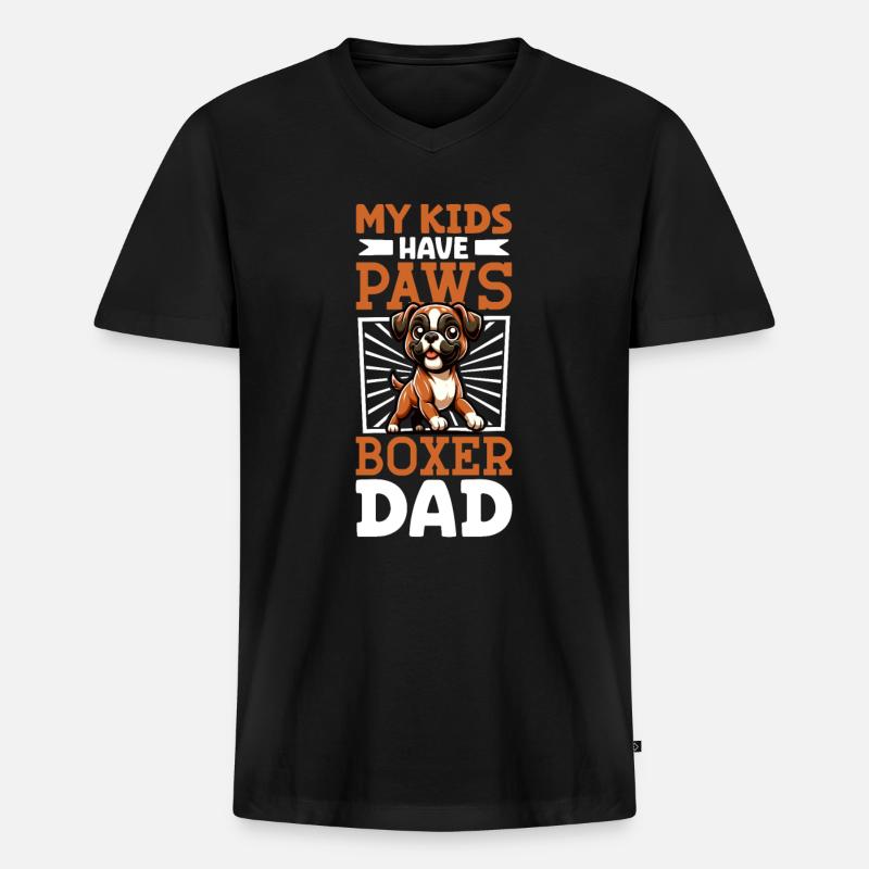 Boxer Papa - Männer Premium Bio T-Shirt mit V-Ausschnitt - Schwarz