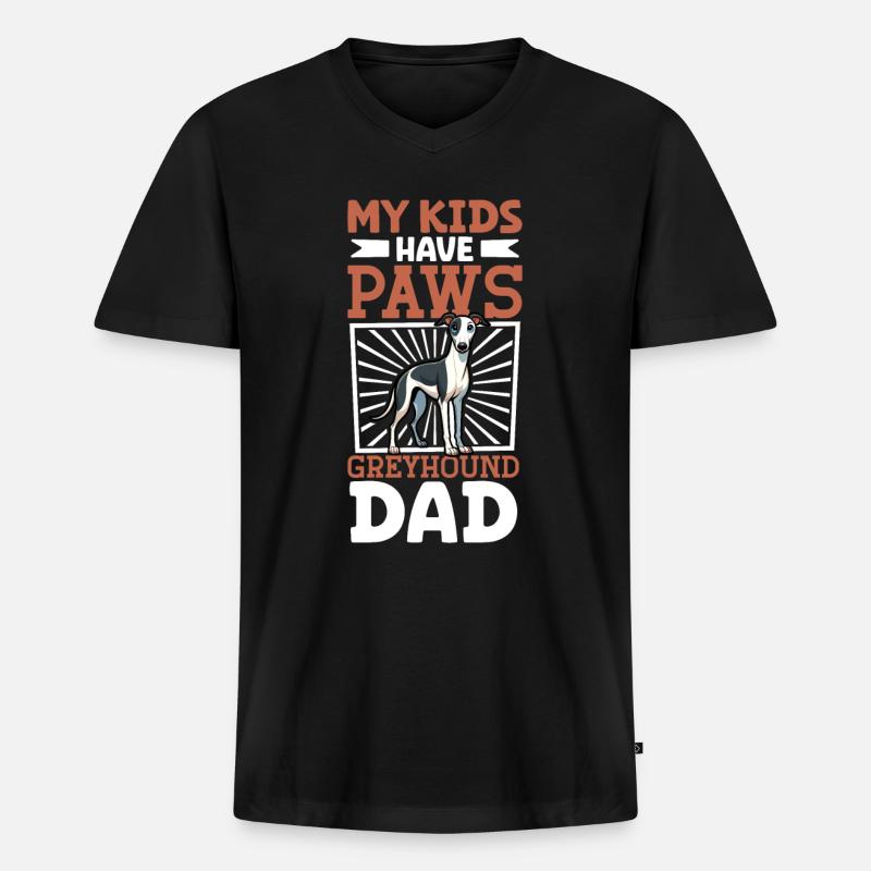 Greyhound Papa - Männer Premium Bio T-Shirt mit V-Ausschnitt - Schwarz