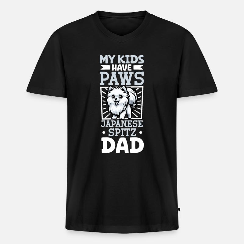 Japan-Spitz Papa - Männer Premium Bio T-Shirt mit V-Ausschnitt - Schwarz