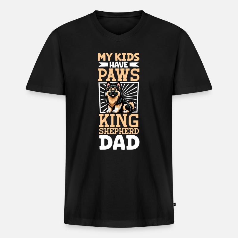 King Shepherd Papa - Männer Premium Bio T-Shirt mit V-Ausschnitt - Schwarz