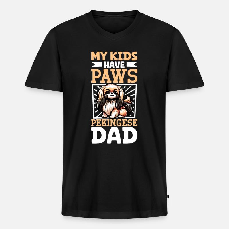 Pekingese Papa - Männer Premium Bio T-Shirt mit V-Ausschnitt - Schwarz