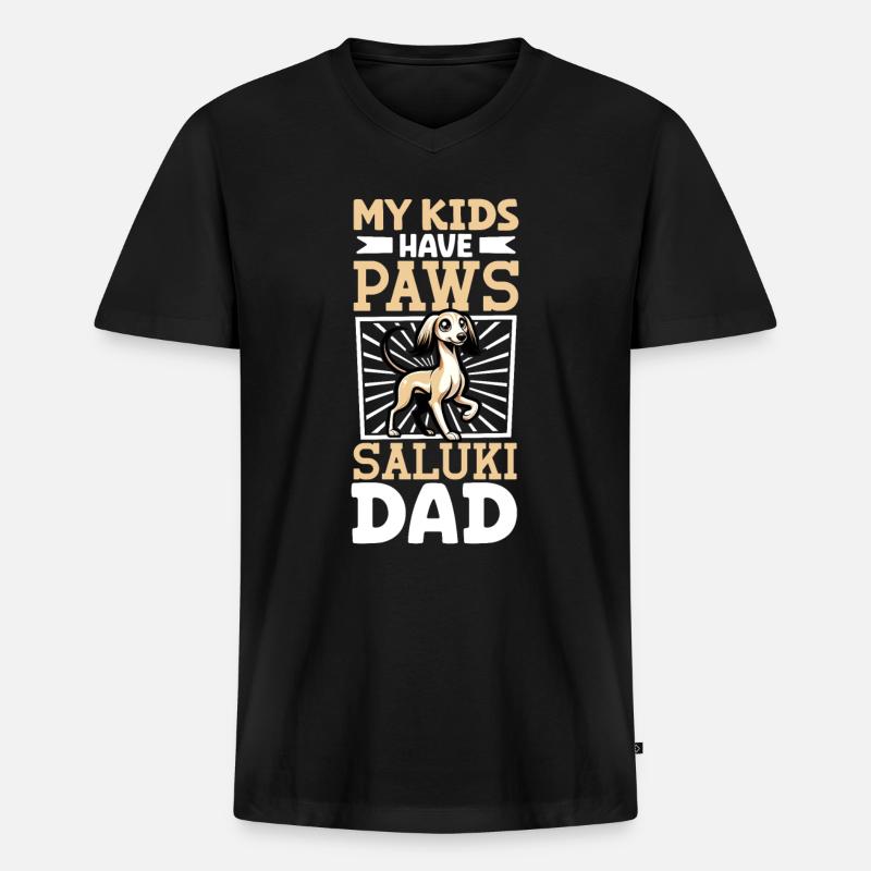 Saluki Papa - Männer Premium Bio T-Shirt mit V-Ausschnitt - Schwarz