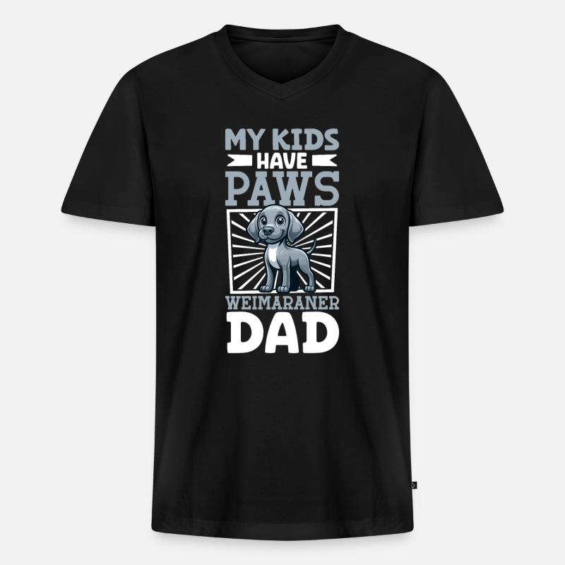 Weimaraner Papa - Männer Premium Bio T-Shirt mit V-Ausschnitt - Schwarz