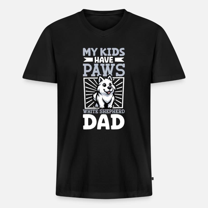 Weißer Schäferhund Papa - Männer Premium Bio T-Shirt mit V-Ausschnitt - Schwarz