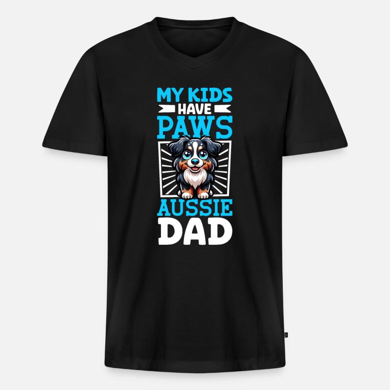 Australian Shepherd Papa - Männer Premium Bio T-Shirt mit V-Ausschnitt - Schwarz