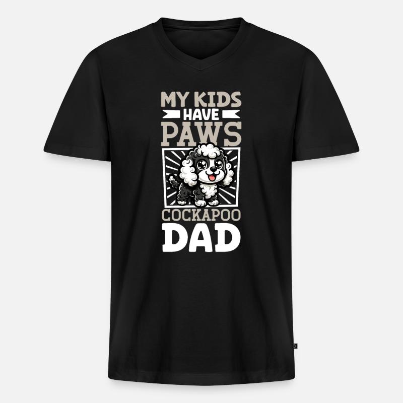 Cockapoo Papa - Männer Premium Bio T-Shirt mit V-Ausschnitt - Schwarz