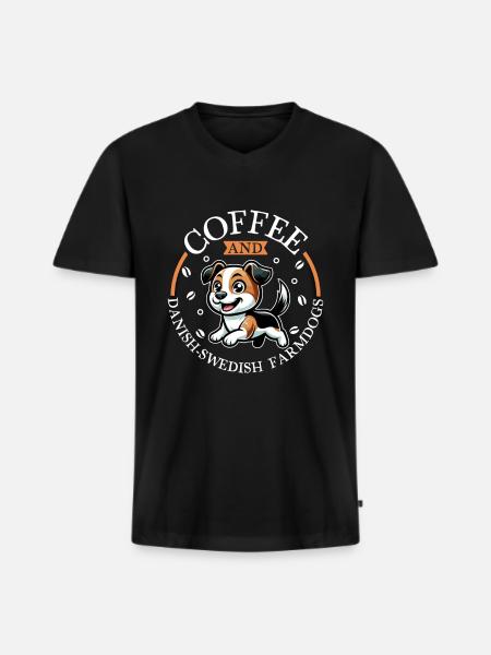 Kaffee und Dansk-Svensk Gårdshund - Men's Premium Organic T-shirt with V-neck - black