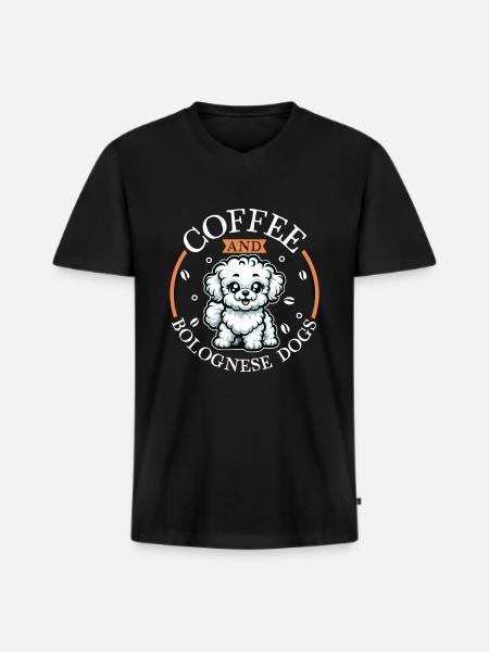 Coffee and Bolognese - Men's Premium Organic T-shirt with V-neck - black