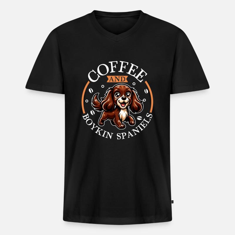 Kaffee und Boykin Spaniel - Männer Premium Bio T-Shirt mit V-Ausschnitt - Schwarz