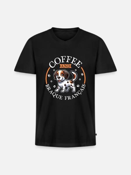 Coffee and Braque Français - Men's Premium Organic T-shirt with V-neck - black