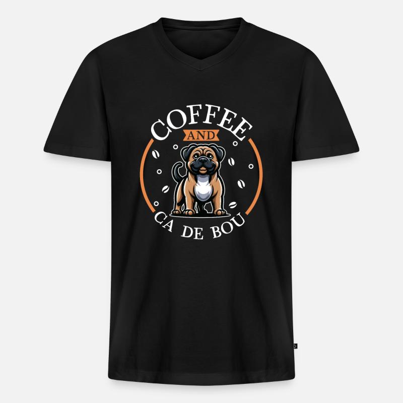 Kaffee und Ca de Bou - Männer Premium Bio T-Shirt mit V-Ausschnitt - Schwarz