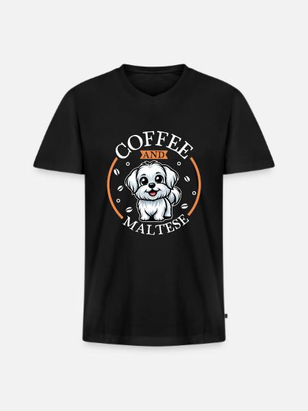 Coffee and Malteser - Men's Premium Organic T-shirt with V-neck - black