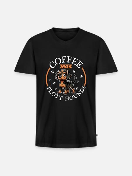 Coffee and Plott Hound - Men's Premium Organic T-shirt with V-neck - black