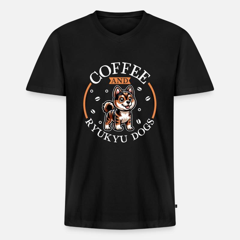 Kaffee und Ryukyu - Männer Premium Bio T-Shirt mit V-Ausschnitt - Schwarz