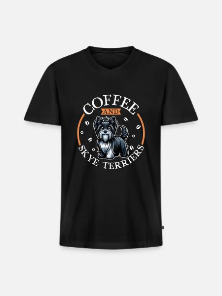 Coffee and Skye Terrier - Men's Premium Organic T-shirt with V-neck - black