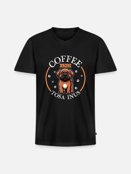 Coffee and Tosa Inu - Men's Premium Organic T-shirt with V-neck - black