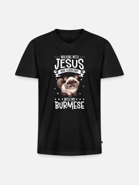 Jesus and my Burma - Men's Premium Organic T-shirt with V-neck - black