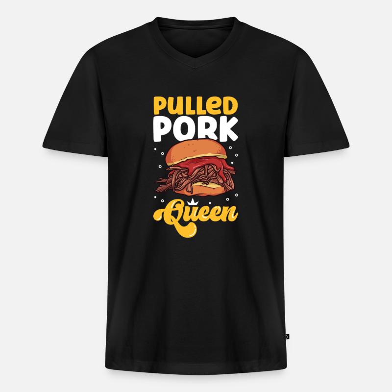 Pulled Pork Sandwich Queen - Männer Premium Bio T-Shirt mit V-Ausschnitt - Schwarz