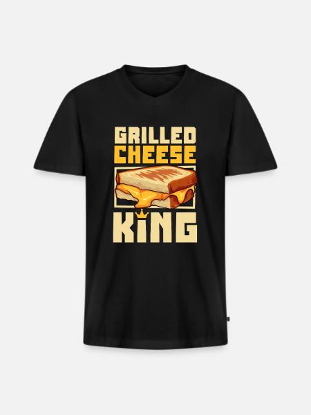 Grilled Cheese Sandwich King - Men's Premium Organic T-shirt with V-neck - black