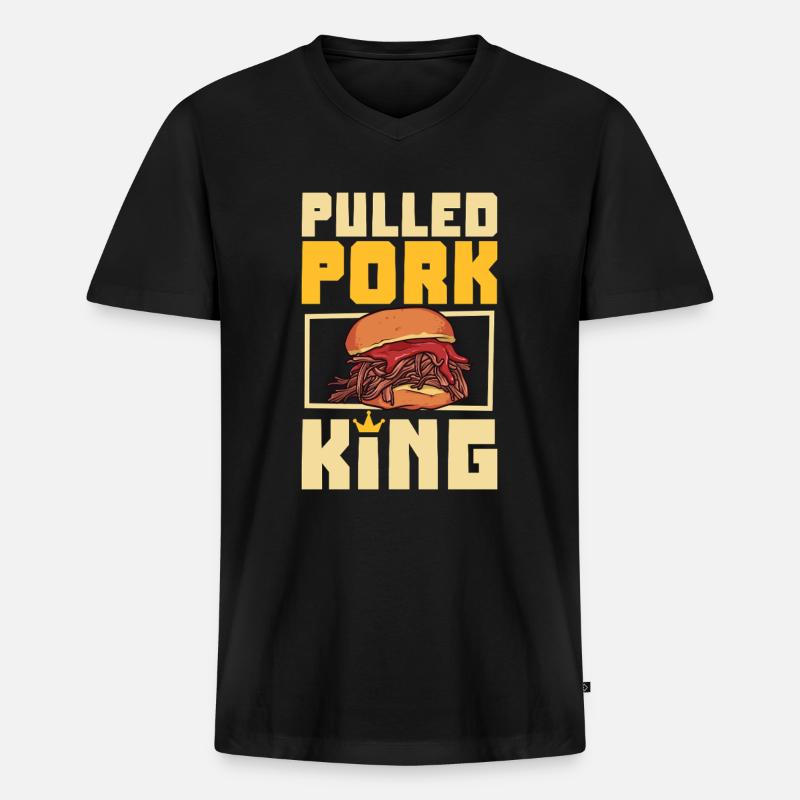 Pulled Pork Sandwich King - Männer Premium Bio T-Shirt mit V-Ausschnitt - Schwarz