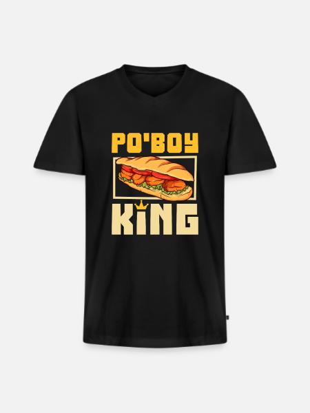 Po' Boy King - Men's Premium Organic T-shirt with V-neck - black