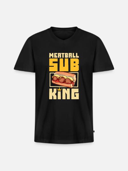 Meatball Sub King - Men's Premium Organic T-shirt with V-neck - black