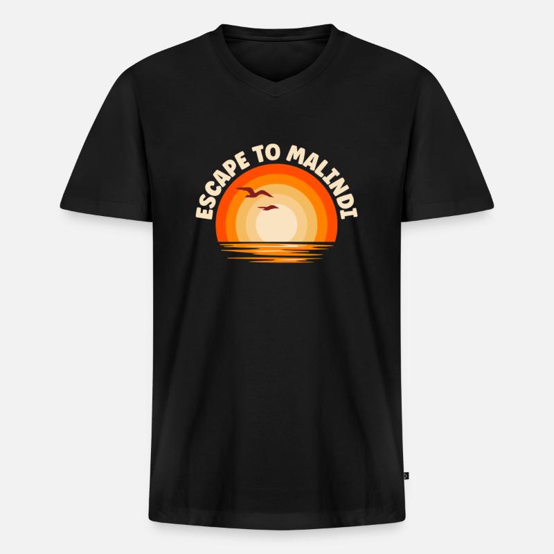Ich fliehe nach Malindi - Männer Premium Bio T-Shirt mit V-Ausschnitt - Schwarz