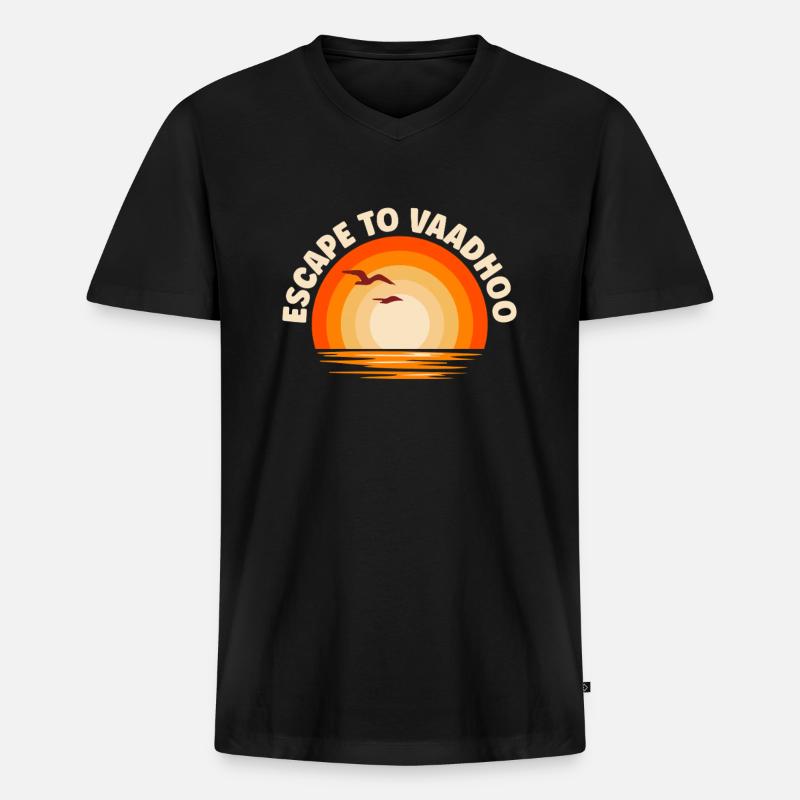 Ich fliehe nach Vaadhoo - Männer Premium Bio T-Shirt mit V-Ausschnitt - Schwarz