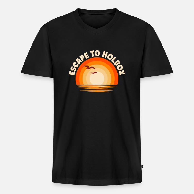 Ich fliehe nach Holbox - Männer Premium Bio T-Shirt mit V-Ausschnitt - Schwarz
