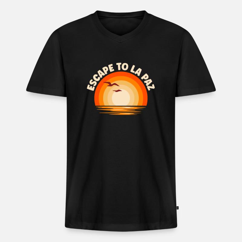 Ich fliehe nach La Paz - Männer Premium Bio T-Shirt mit V-Ausschnitt - Schwarz